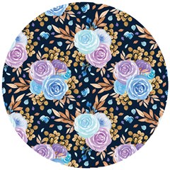 Rose Flower Pattern Wooden Puzzle Round by designsbymallika
