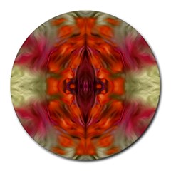 Landscape In A Colorful Structural Habitat Ornate Round Mousepads by pepitasart