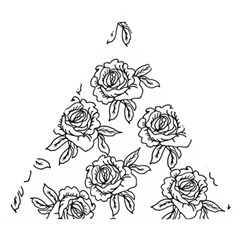 Line Art Black And White Rose Wooden Puzzle Triangle by MintanArt
