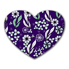 Floral Blue Pattern  Heart Mousepads by MintanArt