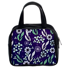 Floral Blue Pattern  Classic Handbag (two Sides) by MintanArt