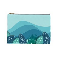 Illustration Of Palm Leaves Waves Mountain Hills Cosmetic Bag (large) by HermanTelo
