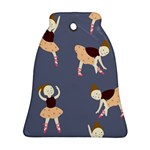 Cute  Pattern With  Dancing Ballerinas On The Blue Background Bell Ornament (Two Sides) Front