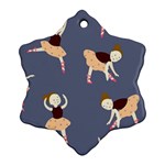 Cute  Pattern With  Dancing Ballerinas On The Blue Background Snowflake Ornament (Two Sides) Front