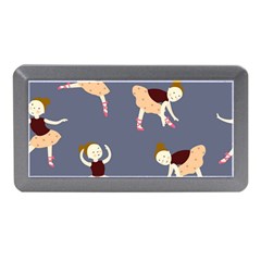 Cute  Pattern With  Dancing Ballerinas On The Blue Background Memory Card Reader (mini) by EvgeniiaBychkova