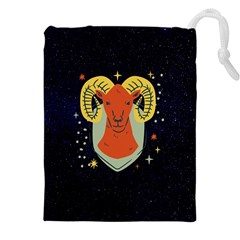 Zodiak Aries Horoscope Sign Star Drawstring Pouch (5xl) by Alisyart
