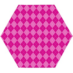Pink Diamond Pattern Wooden Puzzle Hexagon by ArtsyWishy