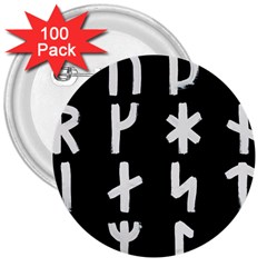 Younger Futhark Rune Set Collected Inverted 3  Buttons (100 Pack)  by WetdryvacsLair