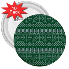 Christmas Knit Digital 3  Buttons (10 Pack)  by Mariart