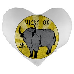 Chinese New Year ¨c Year Of The Ox Large 19  Premium Flano Heart Shape Cushions by Valentinaart