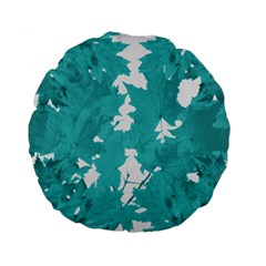 Blue Autumn Maple Leaves Collage, Graphic Design Standard 15  Premium Round Cushions by picsaspassion