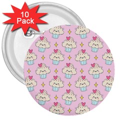 Kawaii Cupcake  3  Buttons (10 Pack)  by lisamaisak