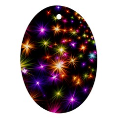 Star Colorful Christmas Abstract Oval Ornament (two Sides) by Dutashop