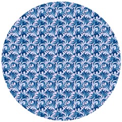 Blue Pattern Scrapbook Wooden Puzzle Round by Dutashop