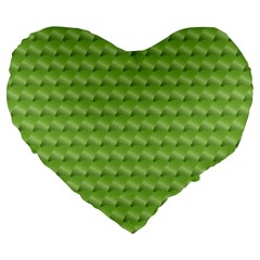 Green Pattern Ornate Background Large 19  Premium Flano Heart Shape Cushions by Dutashop