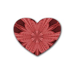 Background Floral Pattern Rubber Coaster (heart)  by Dutashop