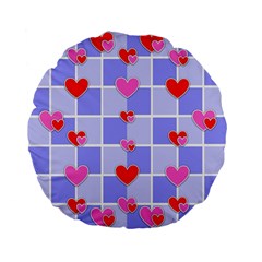 Love Hearts Valentine Decorative Standard 15  Premium Flano Round Cushions by Dutashop