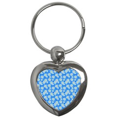 Hydrangea Blue Glitter Round Key Chain (heart) by Dutashop