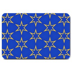 Star Pattern Blue Gold Large Doormat  by Dutashop