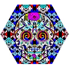 Sugar Skull Pattern 2 Wooden Puzzle Hexagon by ExtraGoodSauce