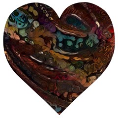 Abstract Art Wooden Puzzle Heart by Dutashop