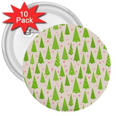 Christmas Green Tree 3  Buttons (10 Pack)  by Dutashop