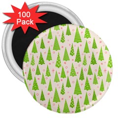 Christmas Green Tree 3  Magnets (100 Pack) by Dutashop