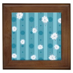 Gardenia Flowers White Blue Framed Tile by Dutashop