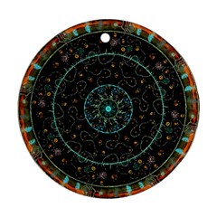 Mandala - 0008b - The Coffee Eye Ornament (round) by WetdryvacsLair