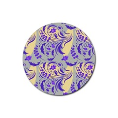 Folk Floral Pattern  Abstract Flowers Surface Design  Seamless Pattern Rubber Coaster (round)  by Eskimos