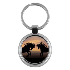 Evening Horses Key Chain (round) by LW323