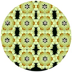 Summer Sun Flower Power Over The Florals In Peace Pattern Wooden Puzzle Round by pepitasart