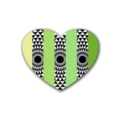  Green Check Pattern, Vertical Mandala Heart Coaster (4 Pack)  by Magicworlddreamarts1