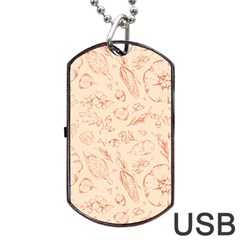 Thanksgiving Flowers And Gifts Pattern Dog Tag Usb Flash (two Sides) by DinzDas