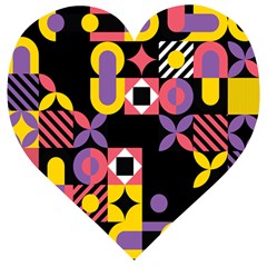 Summer Mosaic Print Wooden Puzzle Heart by designsbymallika