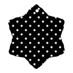 1950 Black White Dots Snowflake Ornament (Two Sides) Front