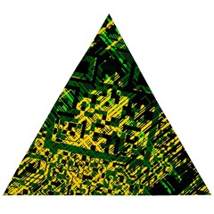 Root Humanity Bar And Qr Code Green And Yellow Doom Wooden Puzzle Triangle by WetdryvacsLair
