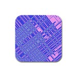 Root Humanity Barcode Purple Pink and Galuboi Rubber Square Coaster (4 pack)  Front