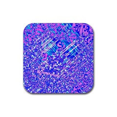 Root Humanity Bar And Qr Code Combo In Purple And Blue Rubber Coaster (square)  by WetdryvacsLair