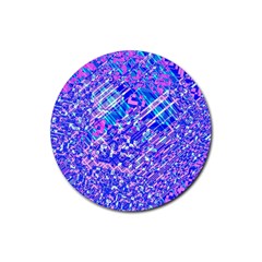 Root Humanity Bar And Qr Code Combo In Purple And Blue Rubber Coaster (round)  by WetdryvacsLair