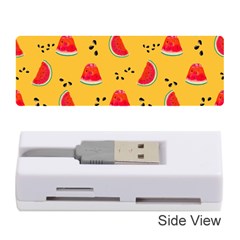 Slices Of Juicy Red Watermelon On A Yellow Background Memory Card Reader (stick) by SychEva