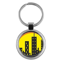 Skyline-city-building-sunset Key Chain (round) by Sudhe