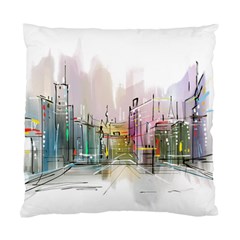 Drawing-watercolor-painting-city Standard Cushion Case (two Sides) by Sudhe