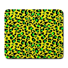 Yellow And Green, Neon Leopard Spots Pattern Large Mousepads by Casemiro