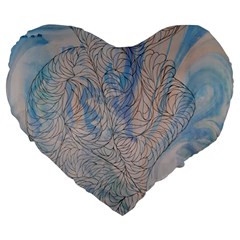 Convoluted Patterns Large 19  Premium Flano Heart Shape Cushions by kaleidomarblingart