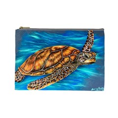 Sea Turtle  Cosmetic Bag (large) by ArtByThree