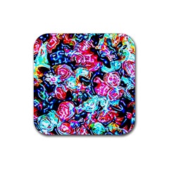 Neon Floral Rubber Coaster (square) by 3cl3ctix
