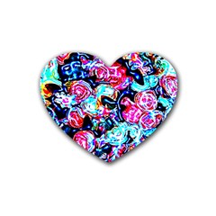Neon Floral Rubber Heart Coaster (4 Pack) by 3cl3ctix