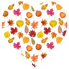 Watercolor Autumn Leaves Wooden Puzzle Heart by SychEva
