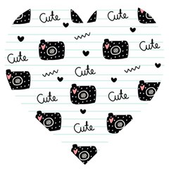 Cute Cameras Doodles Hand Drawn Wooden Puzzle Heart by Sapixe